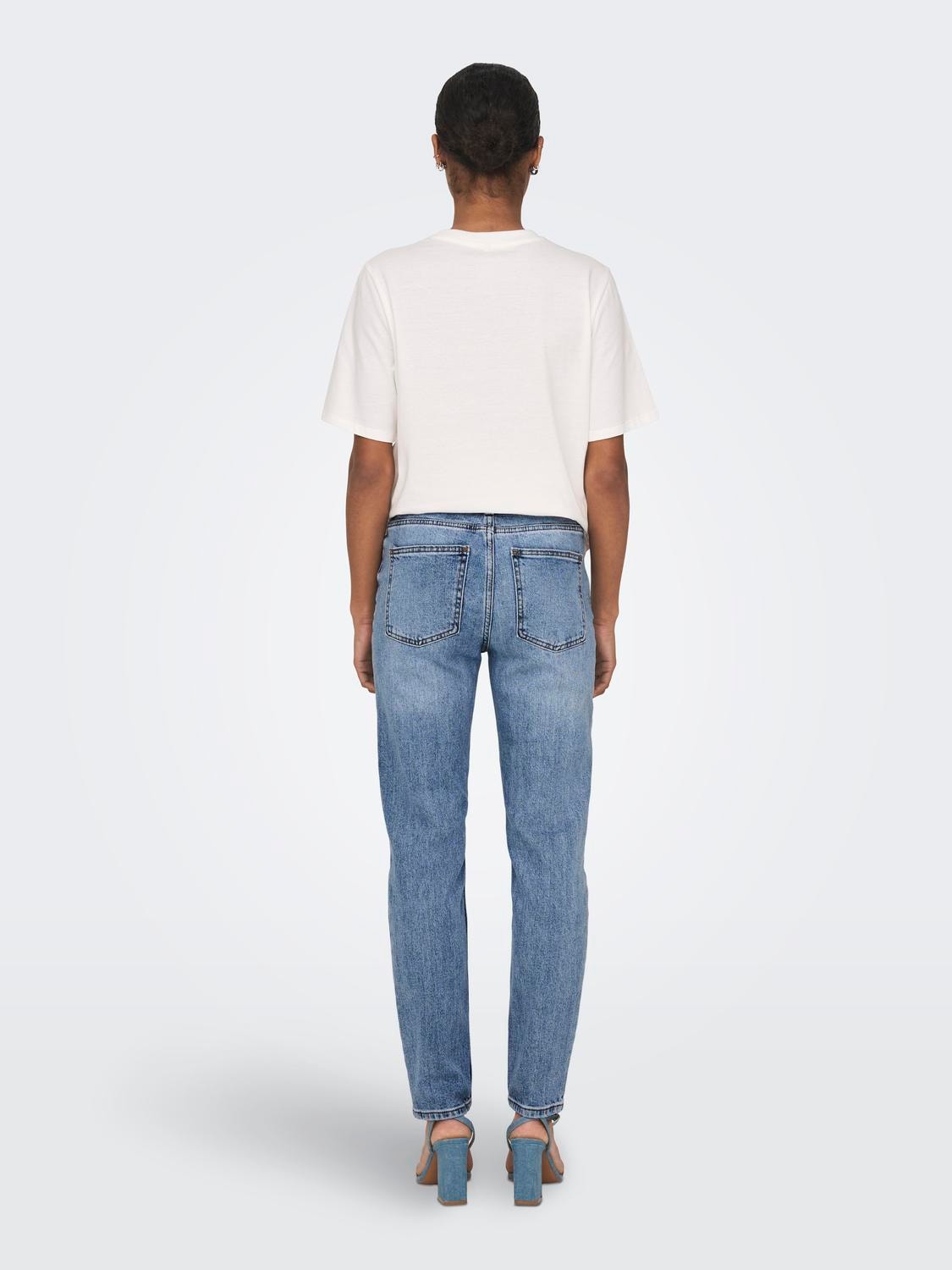 ONLY onlemily high waist straight ankle jeans -Medium Blue Denim - 15195573