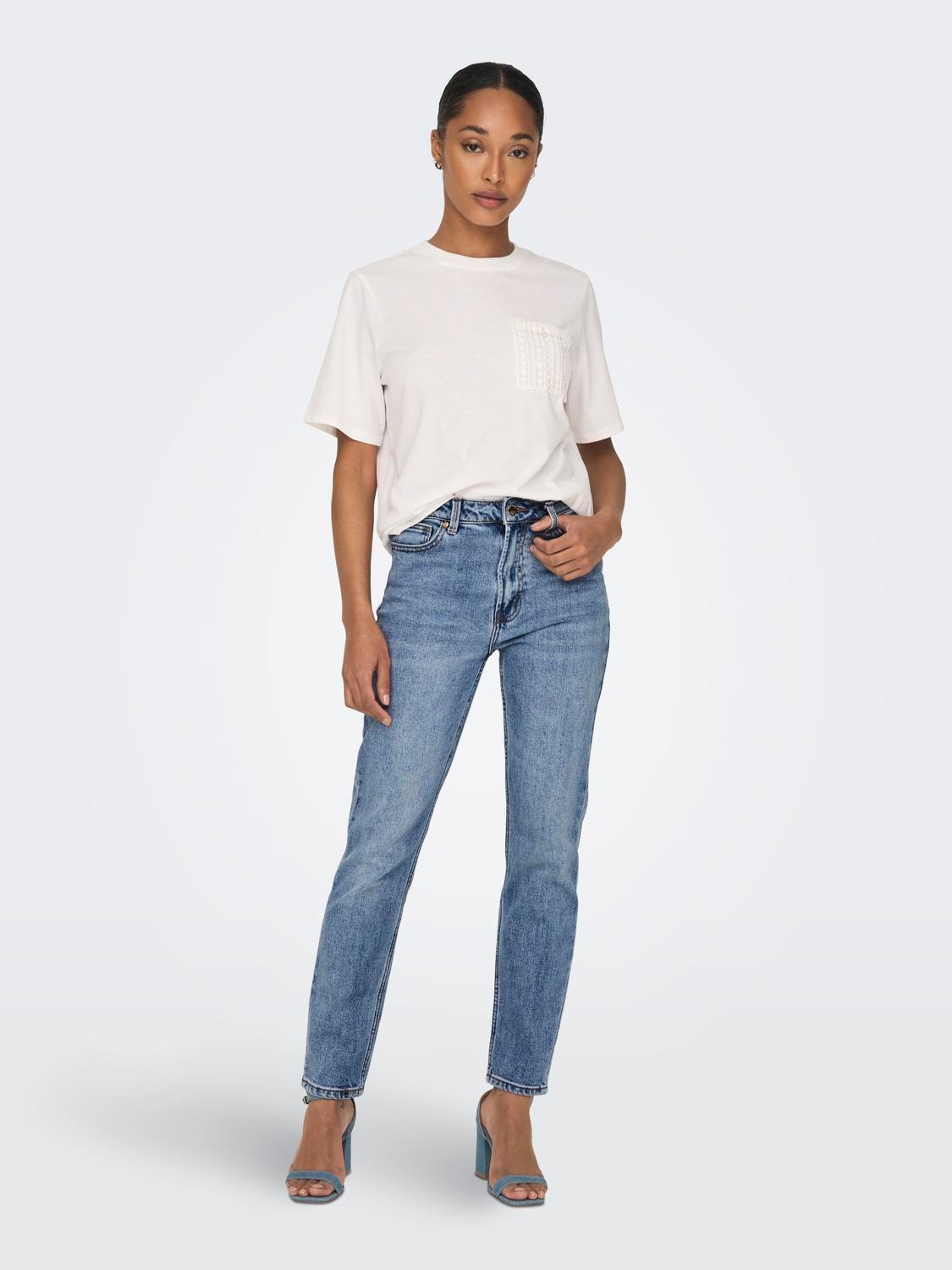 ONLY Straight Fit High waist Jeans -Medium Blue Denim - 15195573