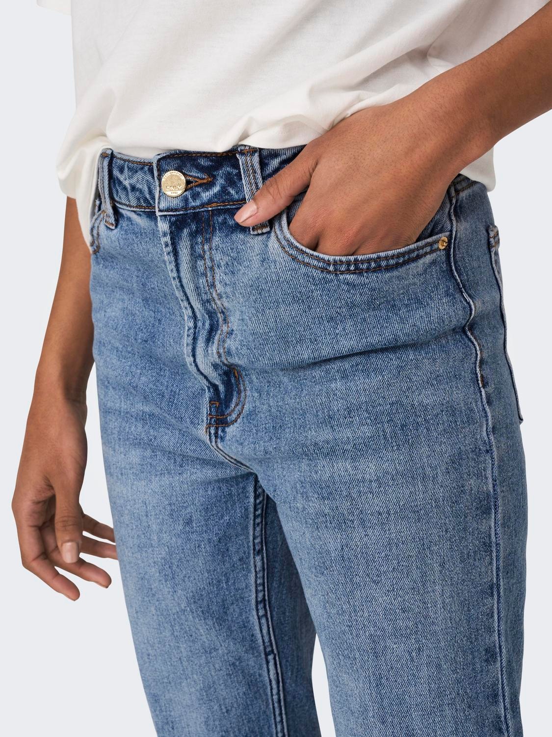 ONLY Straight Fit High waist Jeans -Medium Blue Denim - 15195573