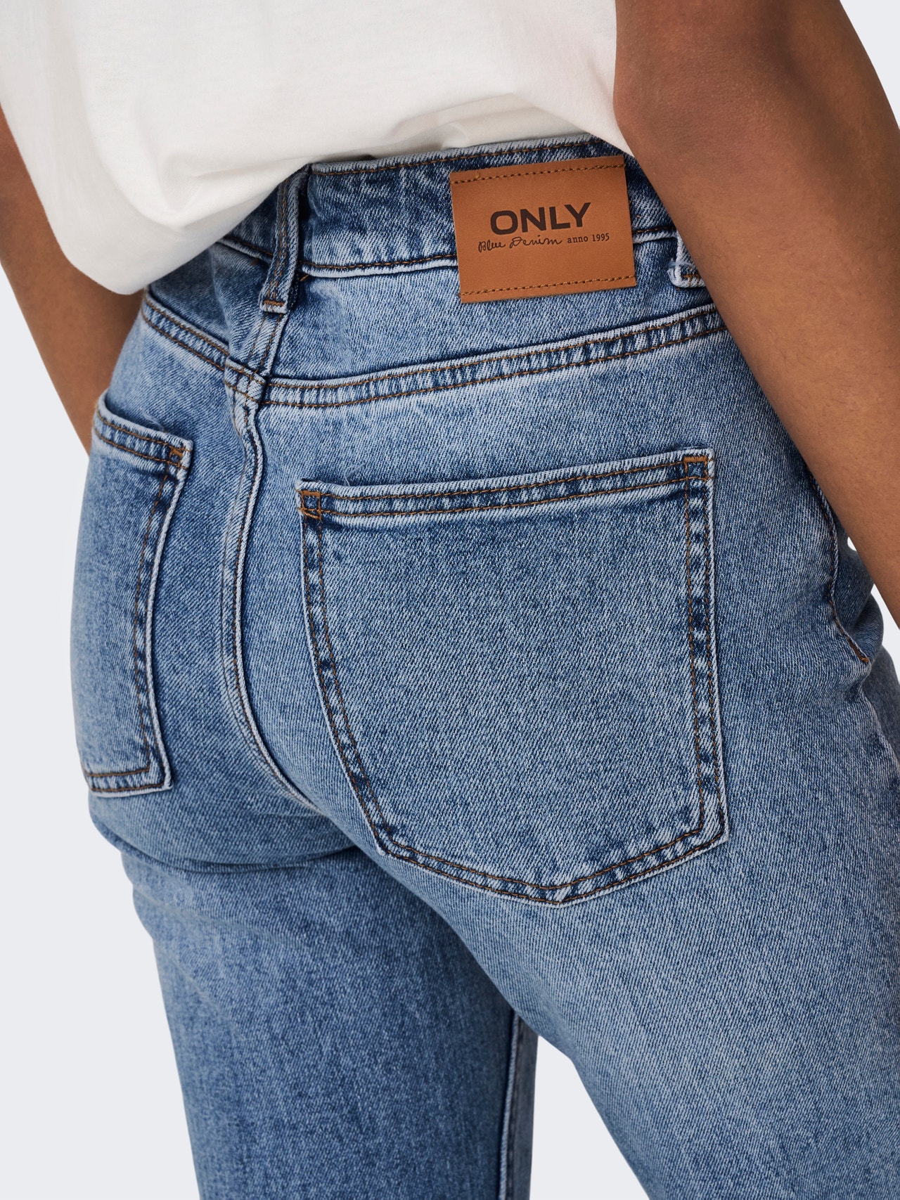 ONLY Blush mid waist flare jeans in light blue wash ONLY Blush mid waist flare jeans in light blue wash