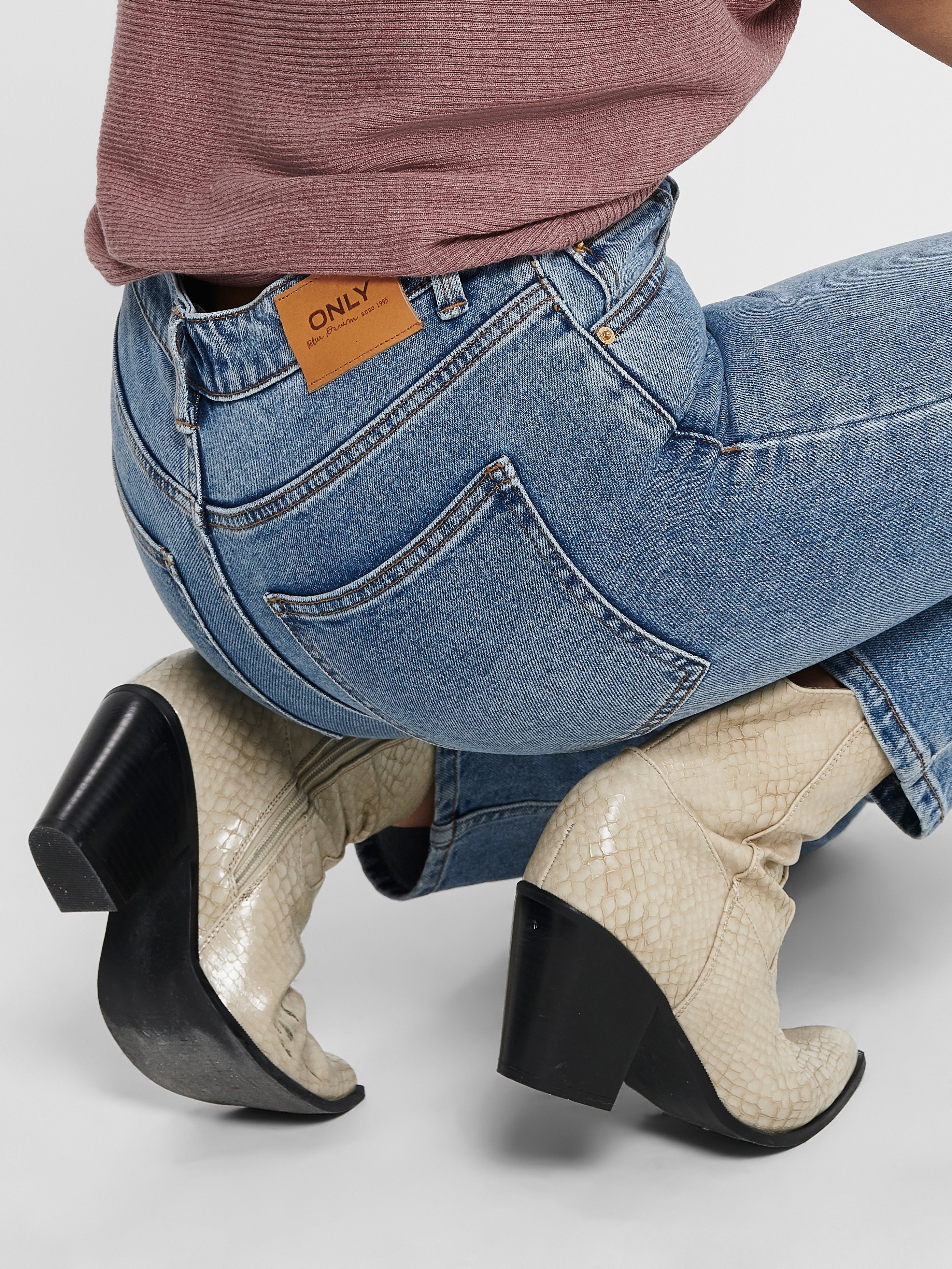 ONLEMILY Hohe Taille Gerade geschnitten Verkürzt Jeans