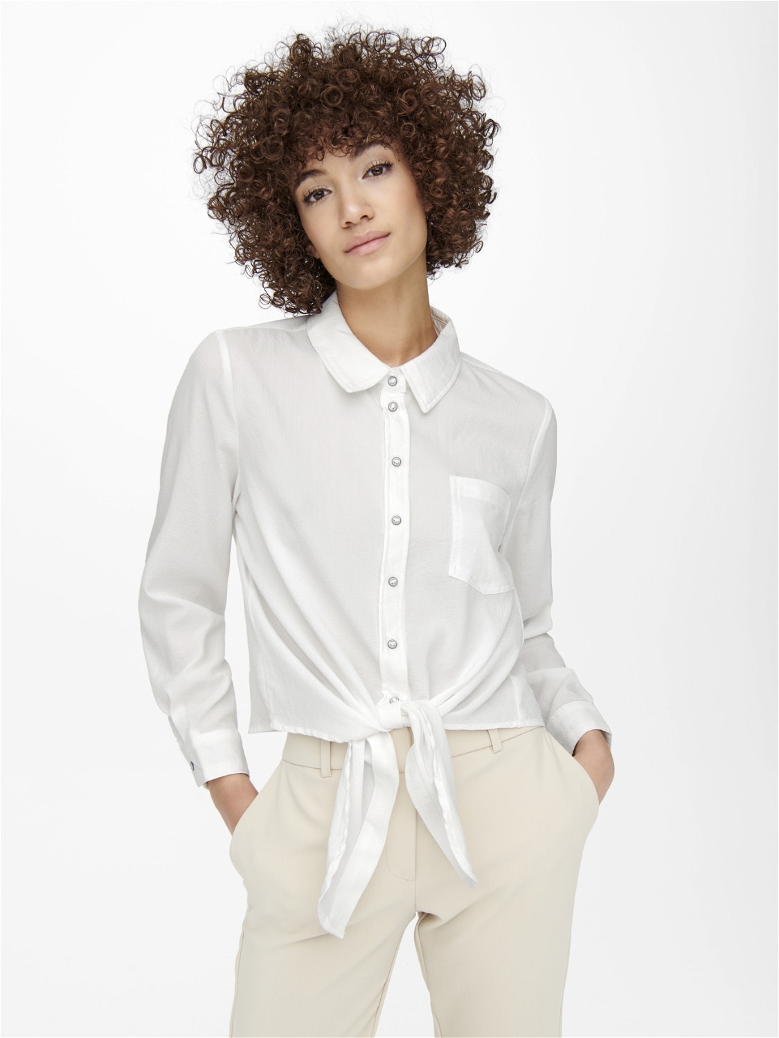 Tie detail Shirt | White | ONLY®