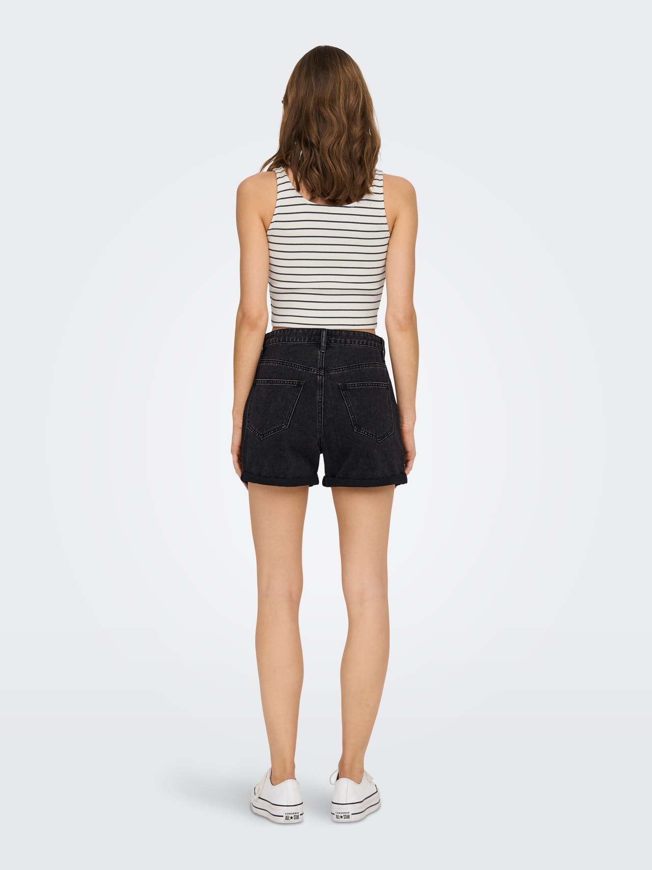 ONLY ONLPHINE Cintura regular Regular Fit Calções de Ganga -Black Denim - 15196226