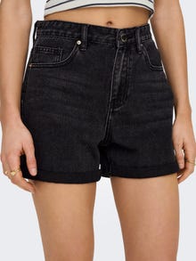 ONLY ONLPHINE Cintura regular Regular Fit Calções de Ganga -Black Denim - 15196226