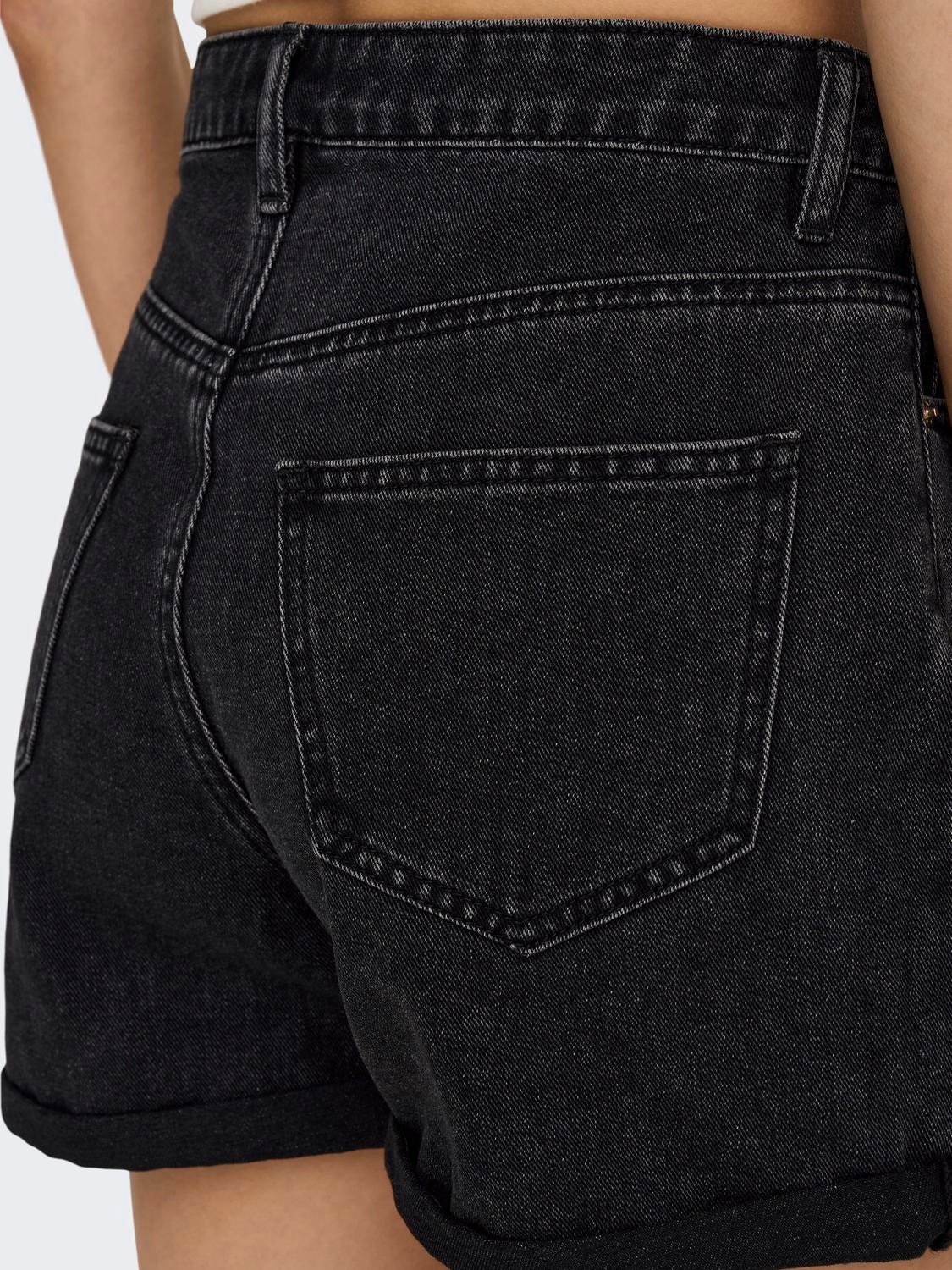 ONLY Shorts Regular Fit Ourlets repliés -Black Denim - 15196226