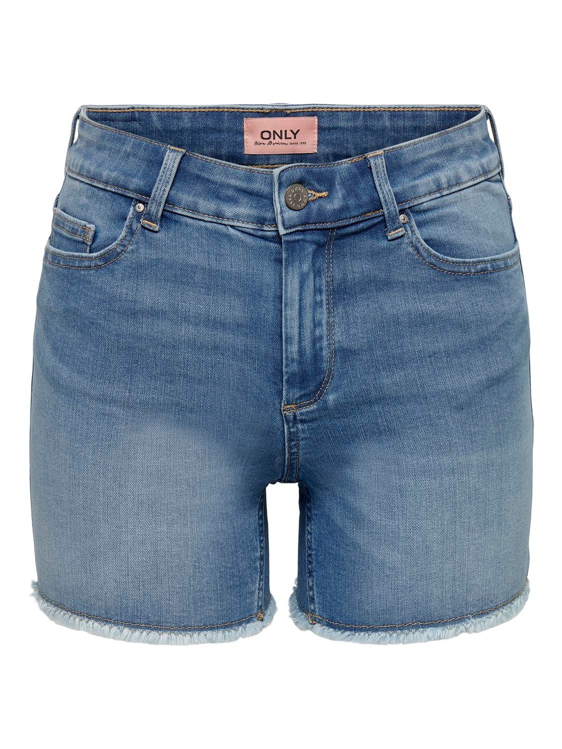 ONLY Regular Fit Mid waist Shorts -Light Blue Denim - 15196303