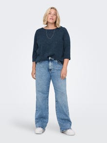 ONLY Curvy solid colored 3/4 sleeved top -Dark Denim - 15196518