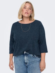ONLY Curvy solid colored 3/4 sleeved top -Dark Denim - 15196518