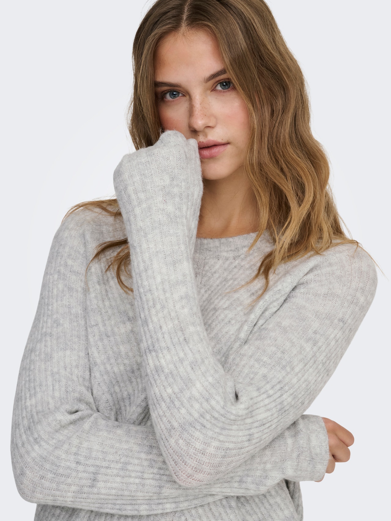 ONLY Tavapärane lõige V-kaelus Pikk kleit -Light Grey Melange - 15196724