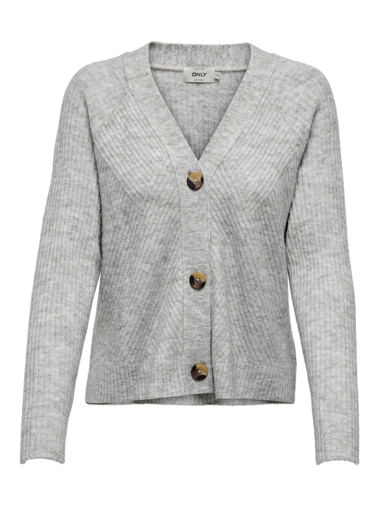ONLY Button Knitted Cardigan -Light Grey Melange - 15196734