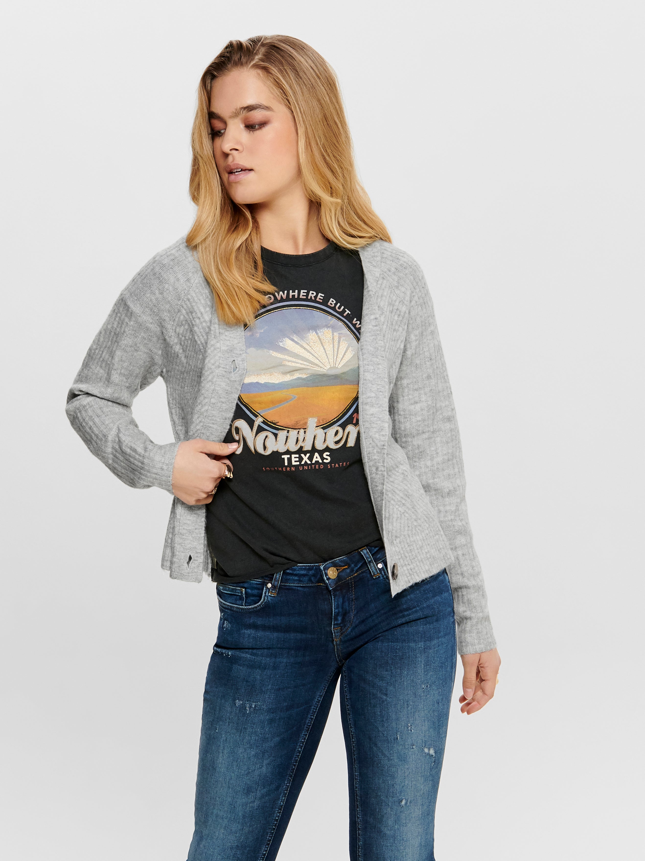 only-onlcarolstrickjacke-grau. 