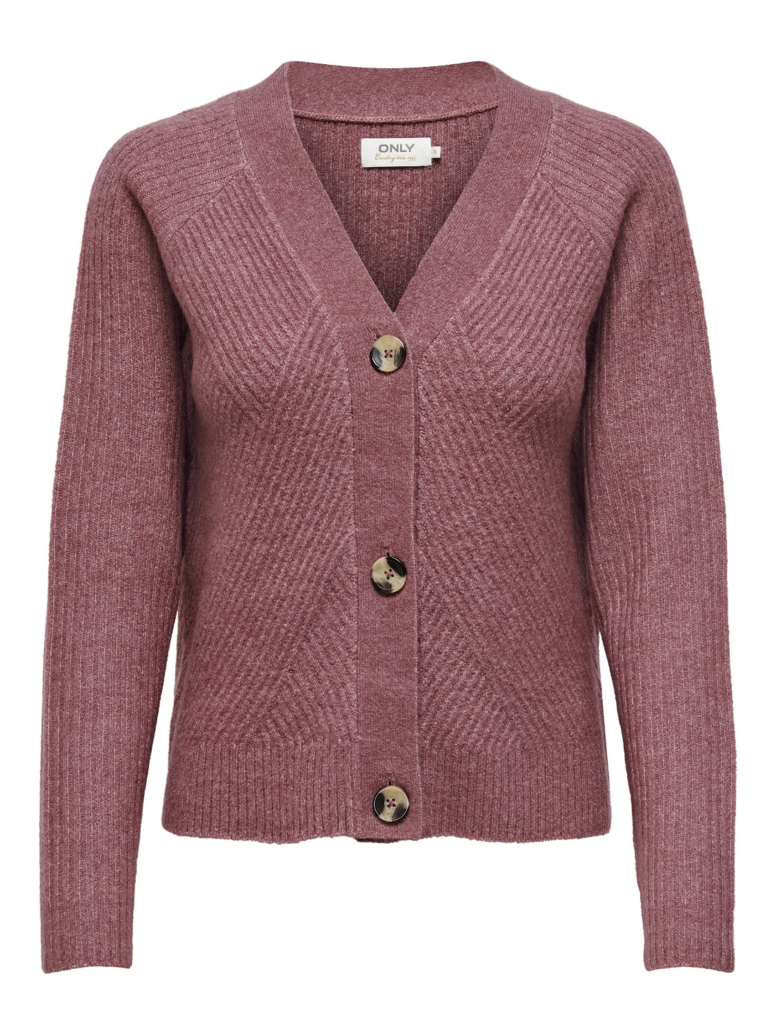 ONLY Button Knitted Cardigan -Crushed Berry - 15196734