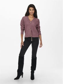 ONLY Regular Fit V-Neck Ribbed cuffs Volume sleeves Knit Cardigan -Crushed Berry - 15196734