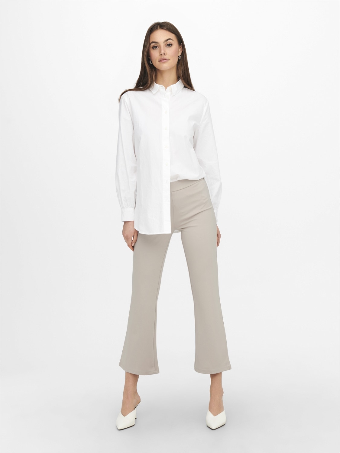 Flared Trousers, Light Grey