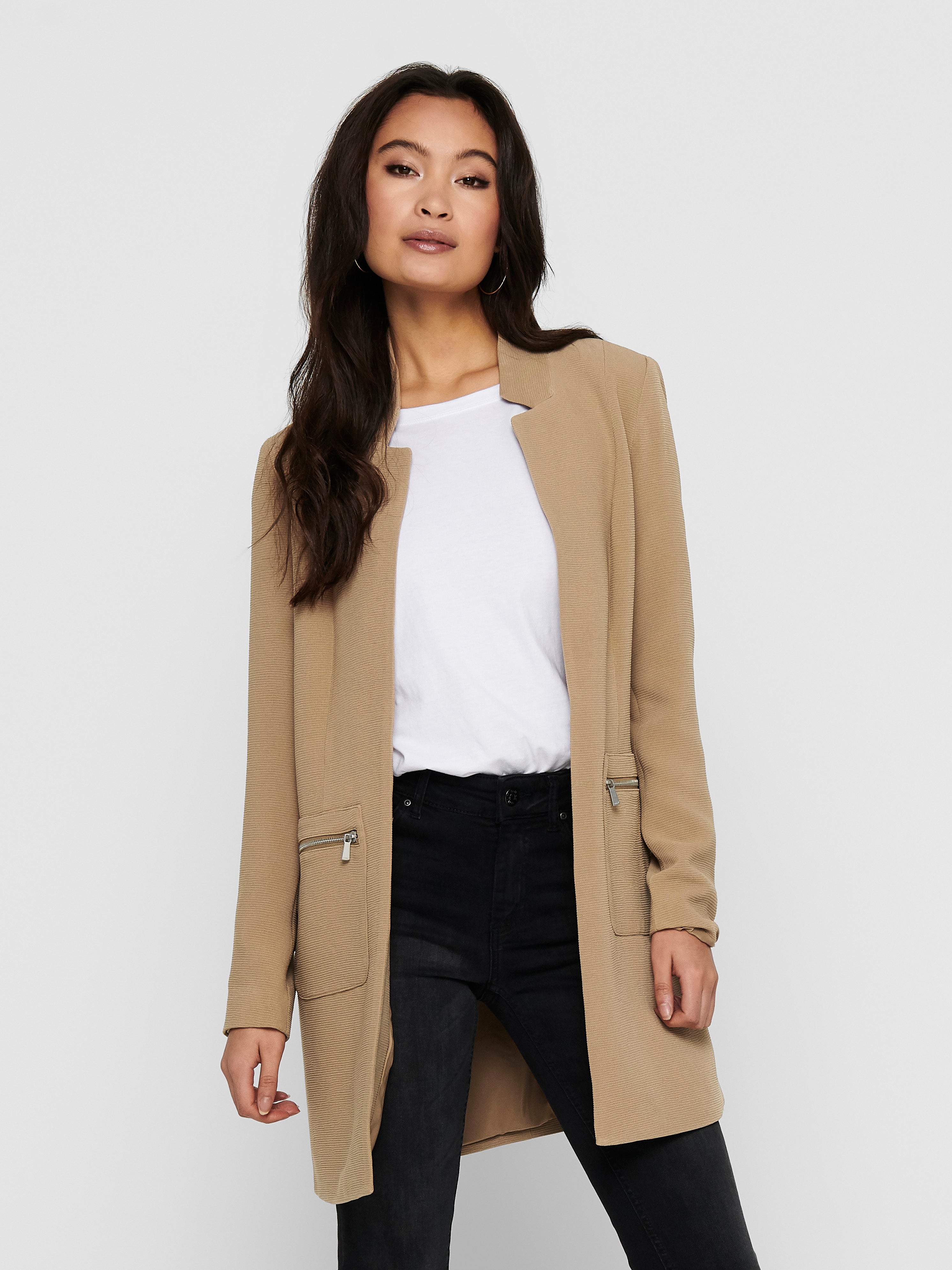 Khaki on sale longline blazer