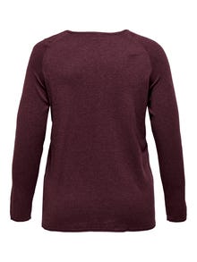 ONLY Round Neck Curve Rolled edge cuffs Dropped shoulders Pullover -Windsor Wine - 15197209