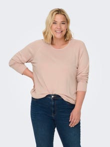 ONLY Round Neck Curve Rolled edge cuffs Dropped shoulders Pullover -Rose Smoke - 15197209