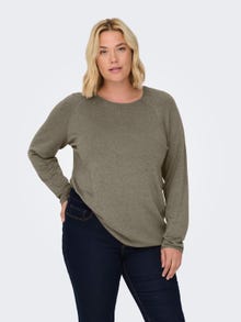 ONLY Round Neck Curve Rolled edge cuffs Dropped shoulders Pullover -Walnut - 15197209