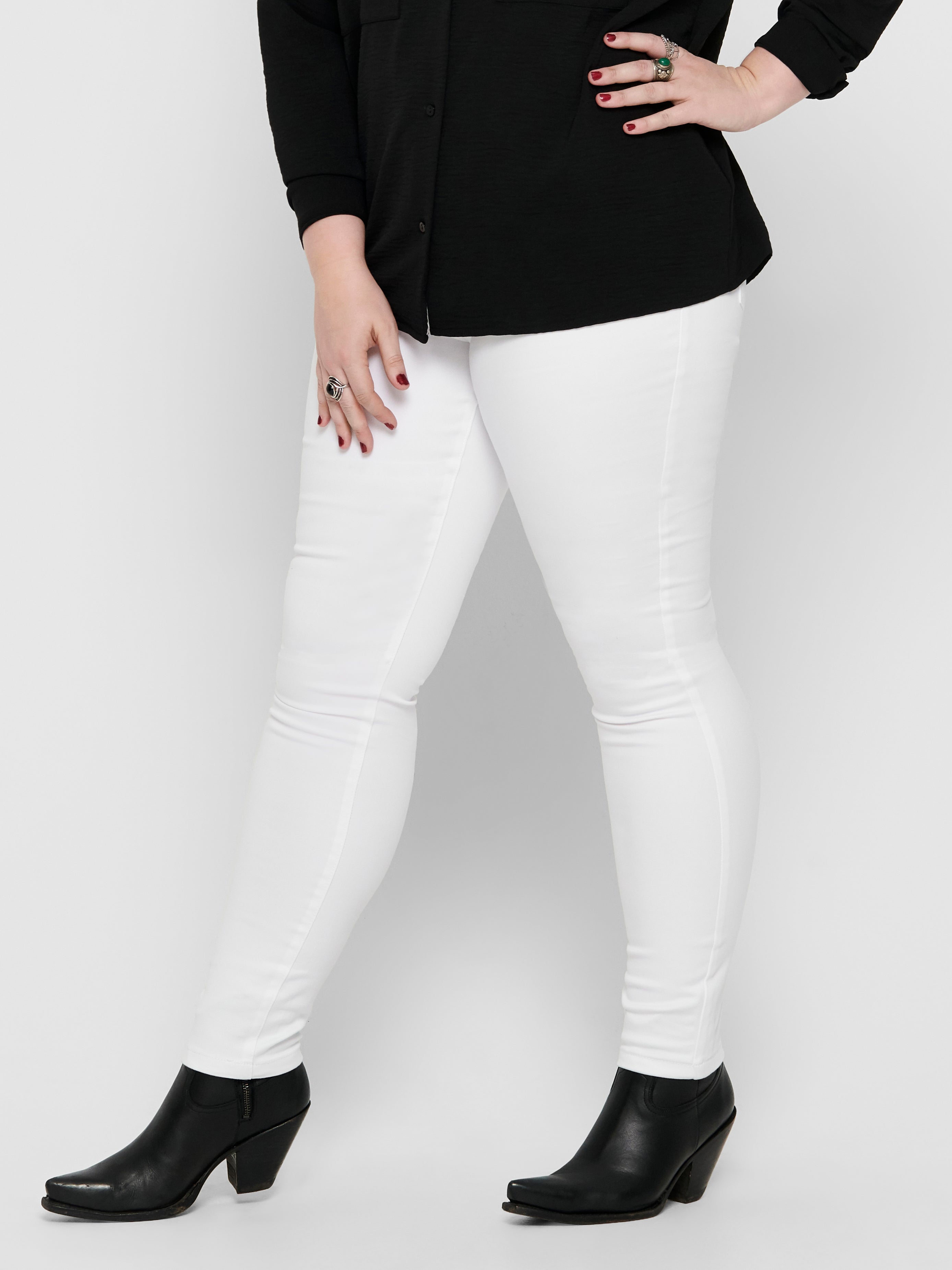 Curvy CarAugusta hw white Skinny fit jeans Hvit ONLY®