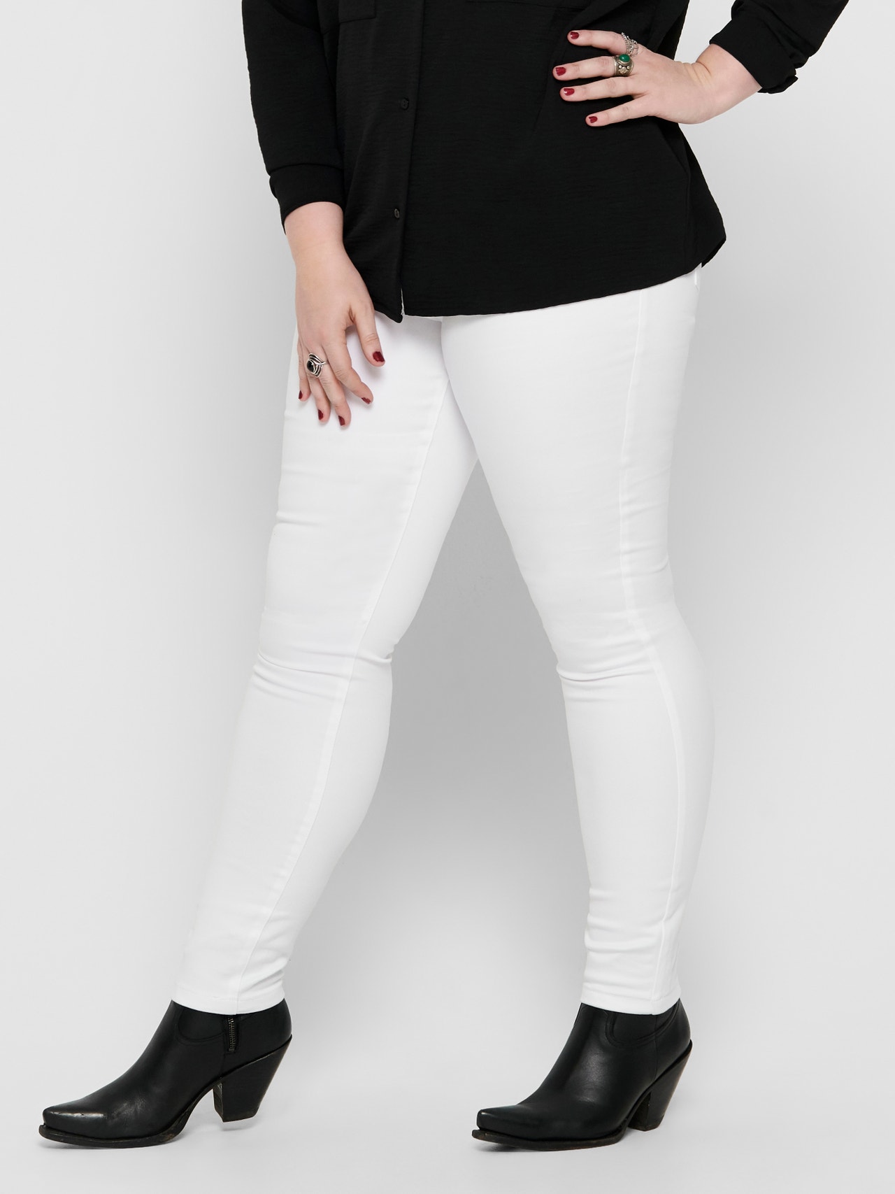 ONLY Curvy CarAugusta hw white Skinny fit-jeans -White - 15197368