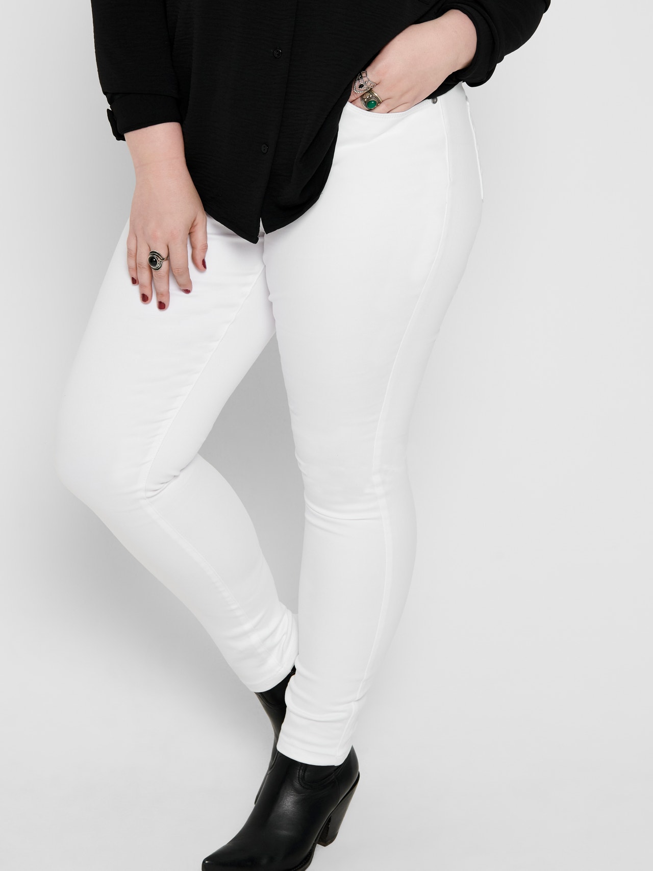 Weiße Curvy CarAugusta HW Skinny Fit Jeans | Weiß | ONLY®