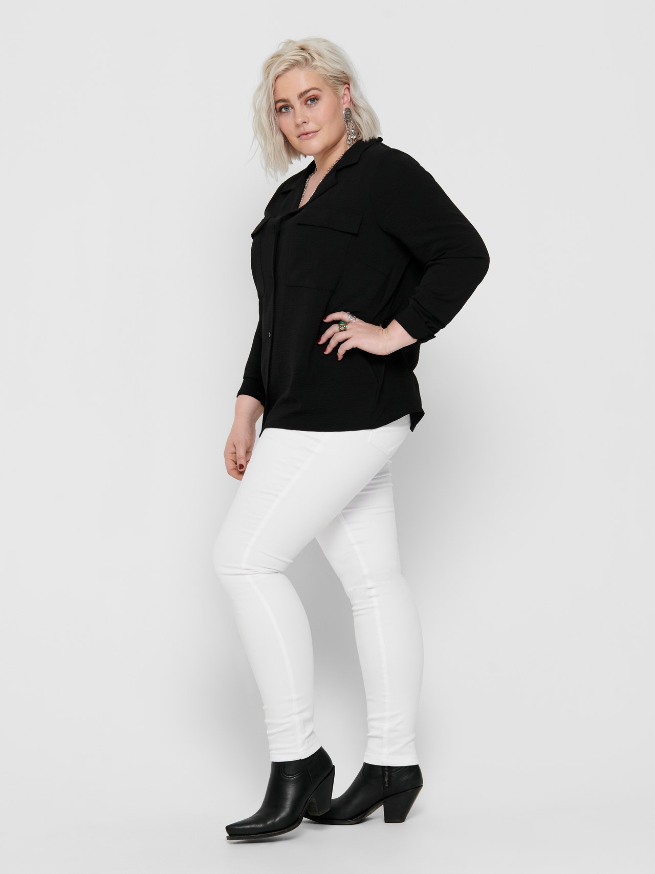 ONLY Curvy CarAugusta hw white Skinny fit-jeans -White - 15197368