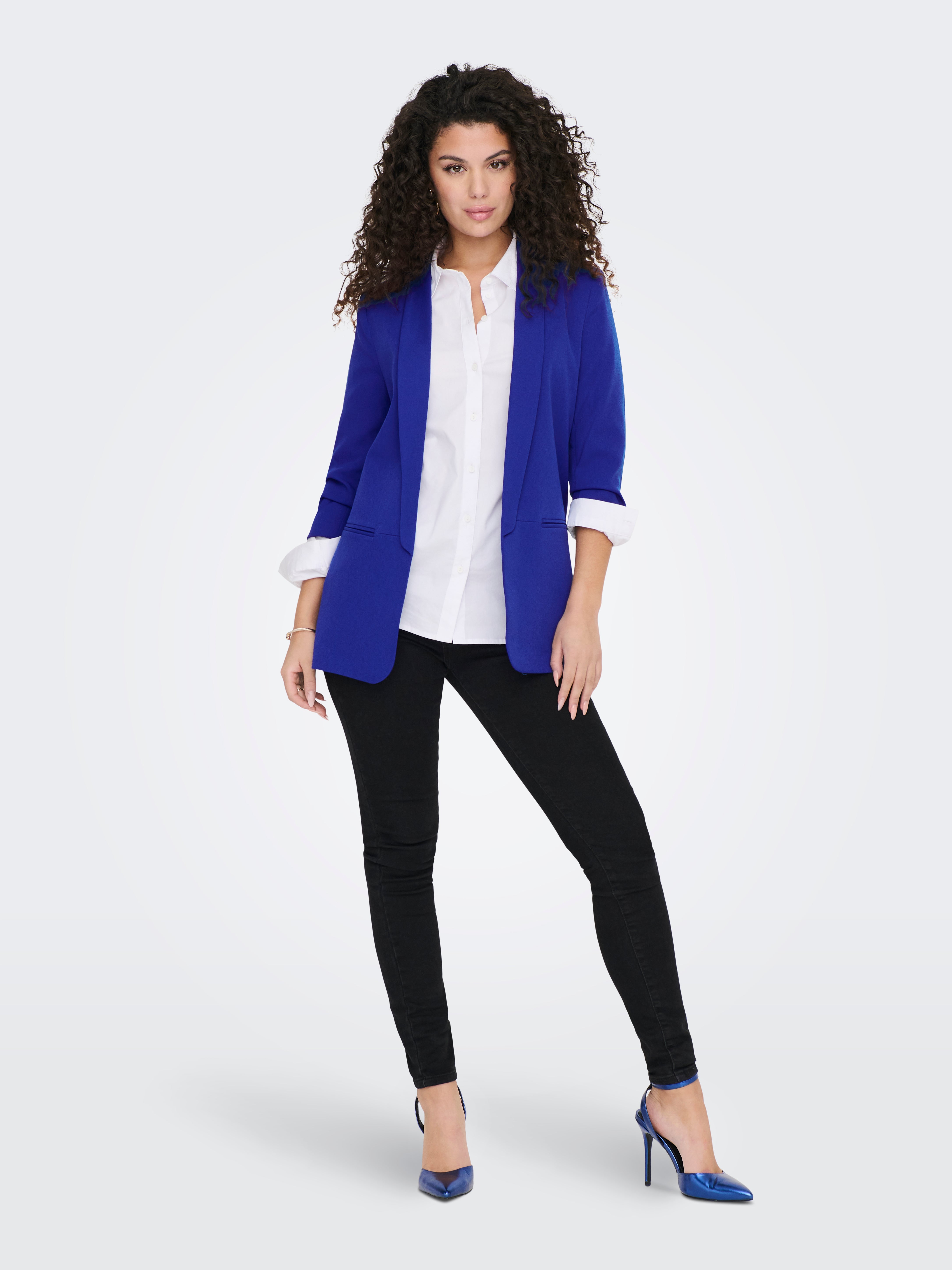 Royal blue outlet blazer with jeans