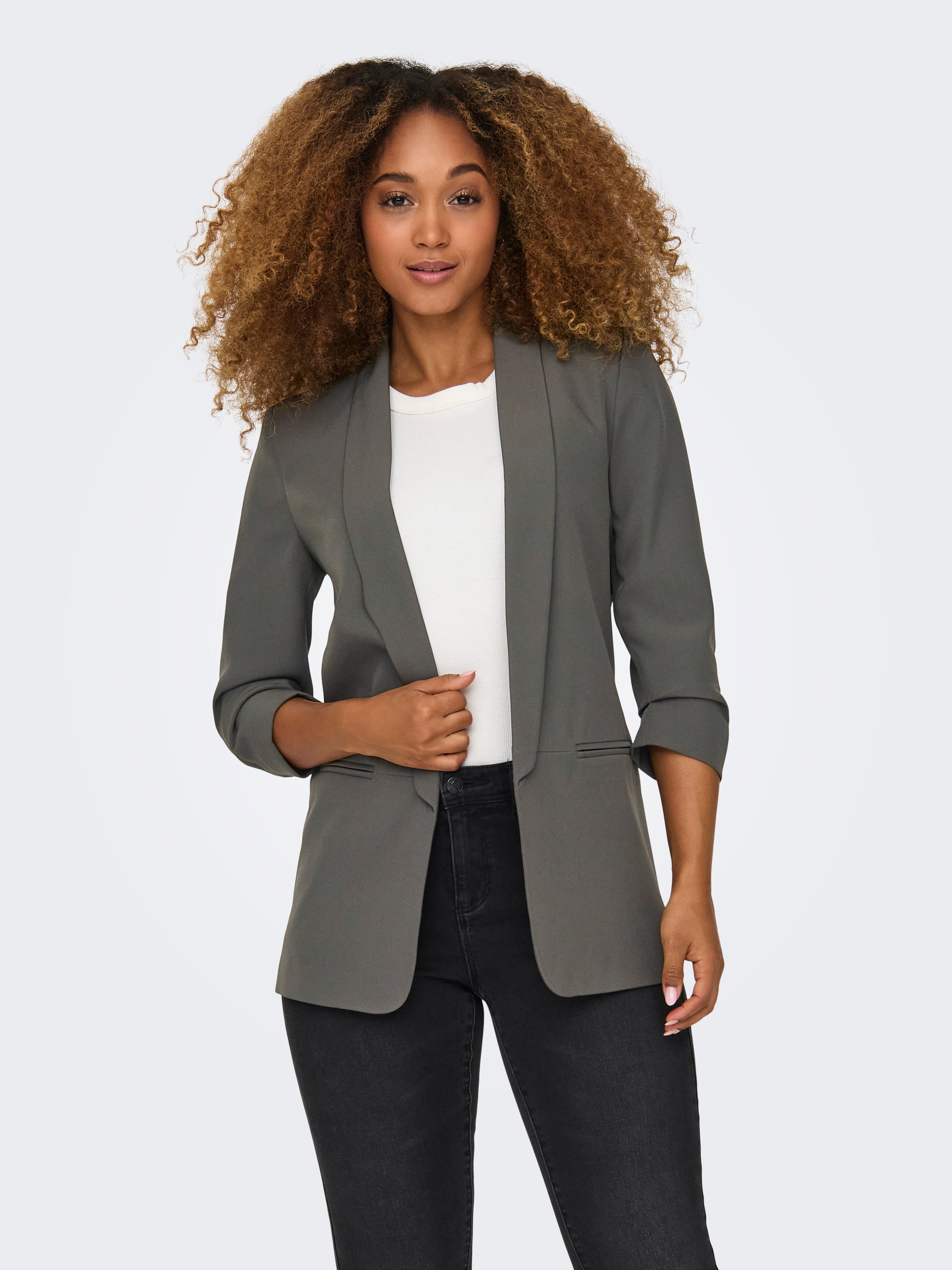 Dark grey blazer womens sale