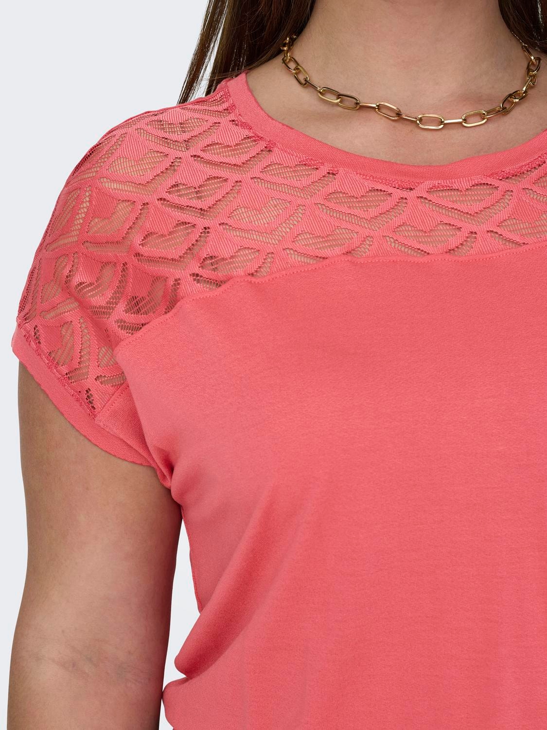 ONLY Curvy lace detail Top -Rose of Sharon - 15197908