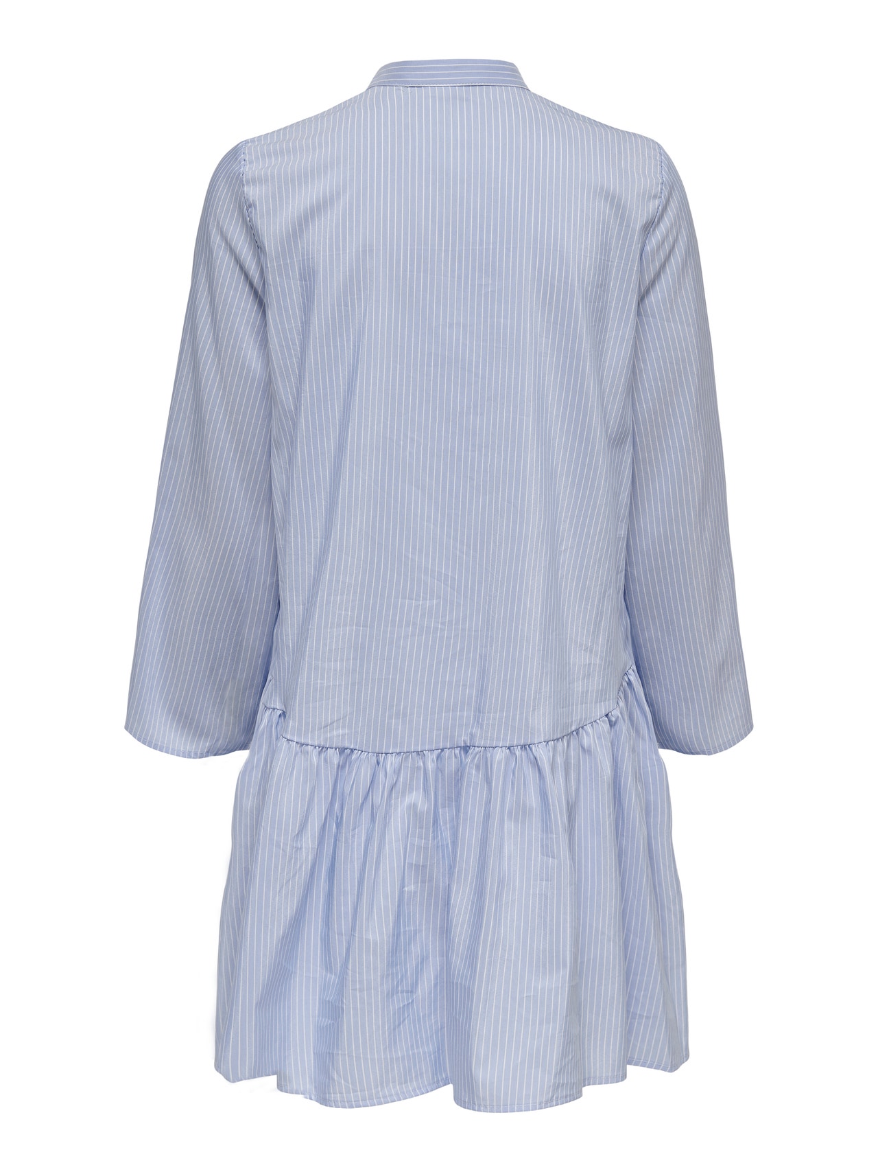ONLY Normal geschnitten Rundhals Umgeschlagene Ärmelbündchen Kurzes Kleid -Blue Fog - 15198487