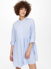 ONLY Regular fit O-hals Mouwuiteinden met omslag Korte jurk -Blue Fog - 15198487