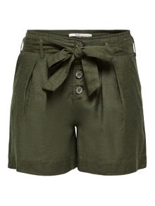 ONLY High waist belt Shorts -Forest Night - 15199801