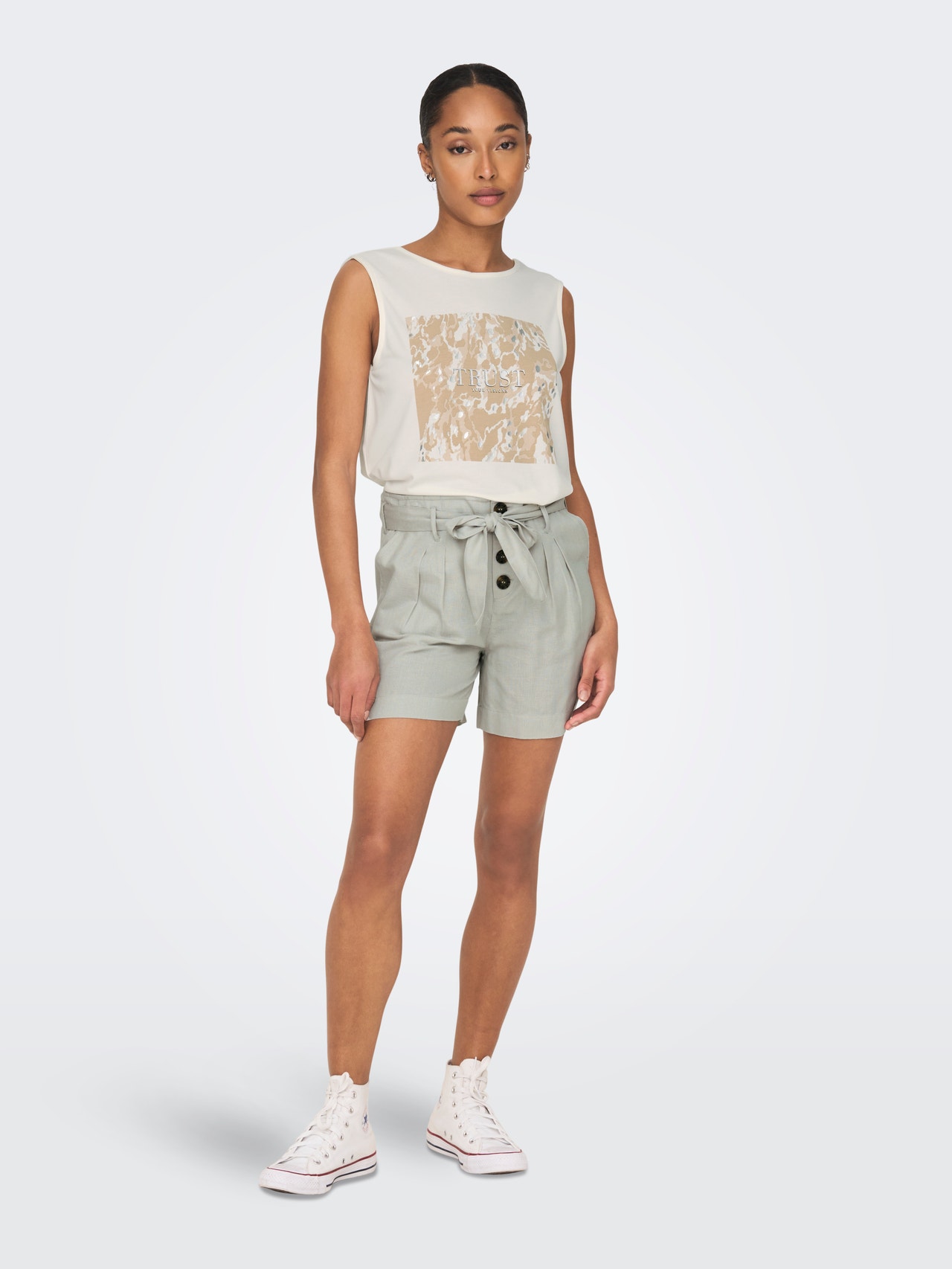 ONLY Taille haute ceinture Short -Storm Gray - 15199801