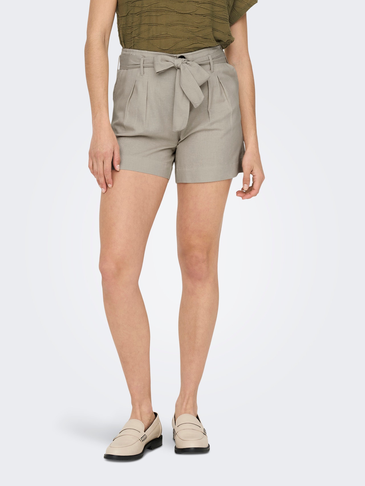 ONLY High Waist Gürtel Shorts -Silver Lining - 15199801