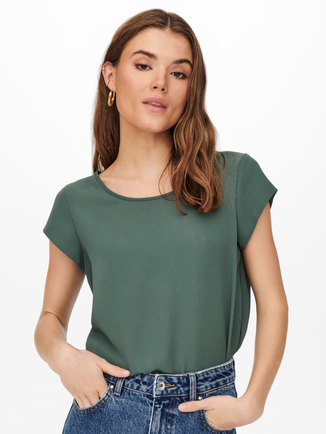 ONLY Normal geschnitten Rundhals T-Shirt -Balsam Green - 15199960