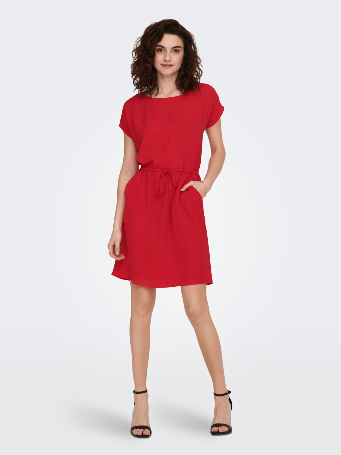 ONLY Vestido corto Corte regular Cuello redondo -Mars Red - 15199990