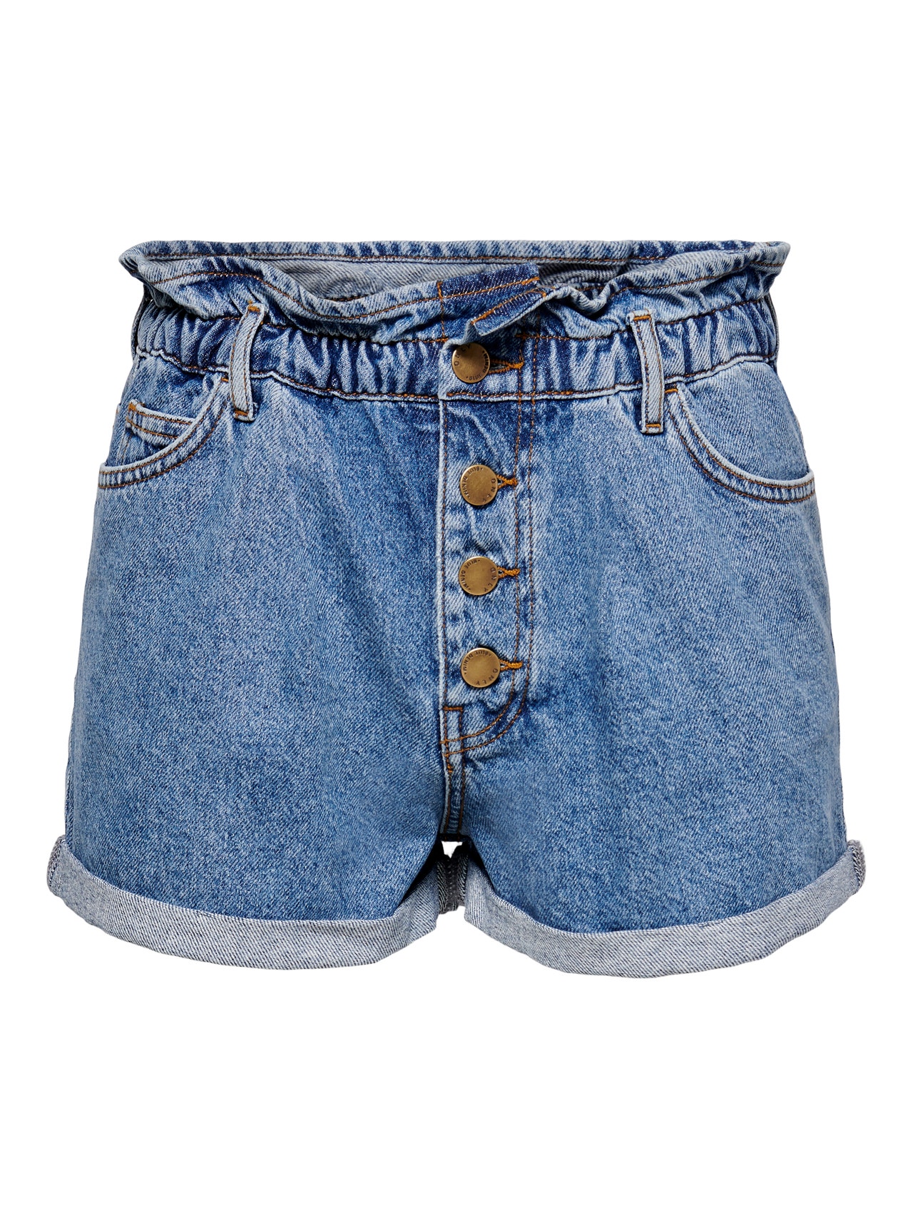 ONLY Relaxed Fit High waist Fold-up hems Shorts -Medium Blue Denim - 15200196