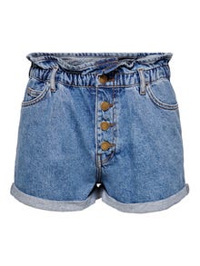 ONLY Shorts Relaxed Fit Taille haute Ourlets repliés -Medium Blue Denim - 15200196