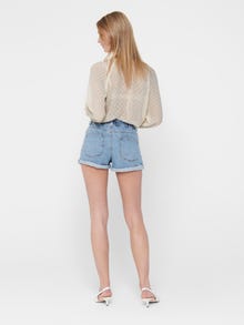 ONLY Relaxed fit High waist Omvouwbare zomen Shorts -Medium Blue Denim - 15200196
