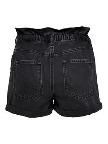 ONLY Shorts Relaxed Fit Taille haute Ourlets repliés -Black Denim - 15200196