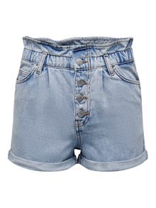 ONLY Shorts Relaxed Fit Taille haute Ourlets repliés -Light Blue Denim - 15200196