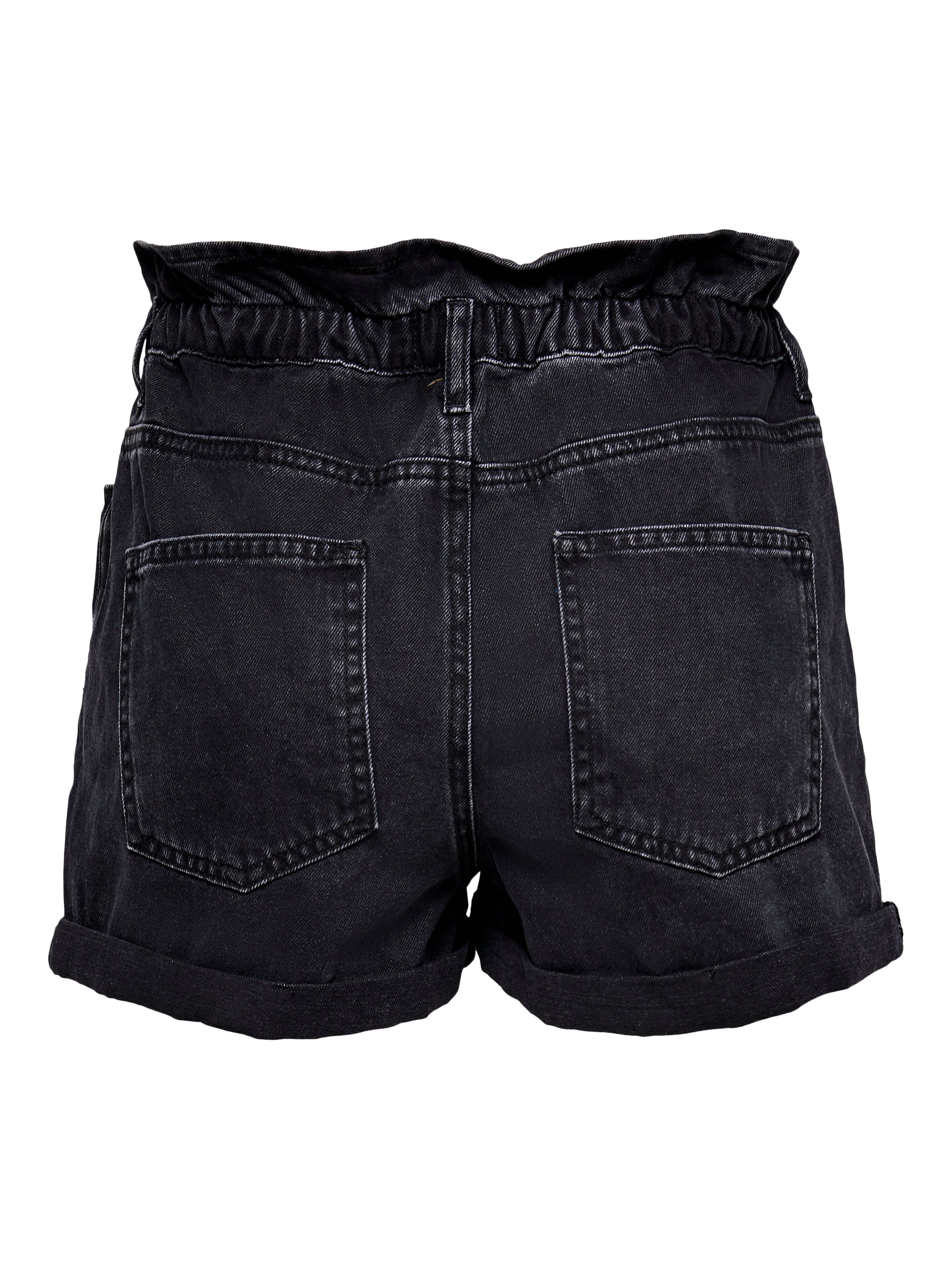 Black denim paper bag sales shorts