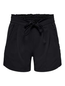 ONLY Shorts med bindebånd og flæser ved lommerne -Black - 15200311