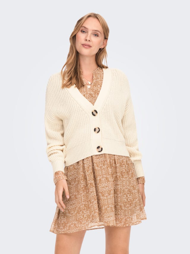 ONLY V-Neck Ribbed cuffs Dropped shoulders Knit Cardigan - 15200418