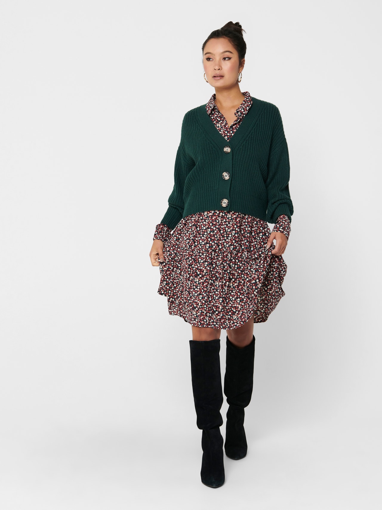 ONLY Short Knitted Cardigan -Ponderosa Pine - 15200418