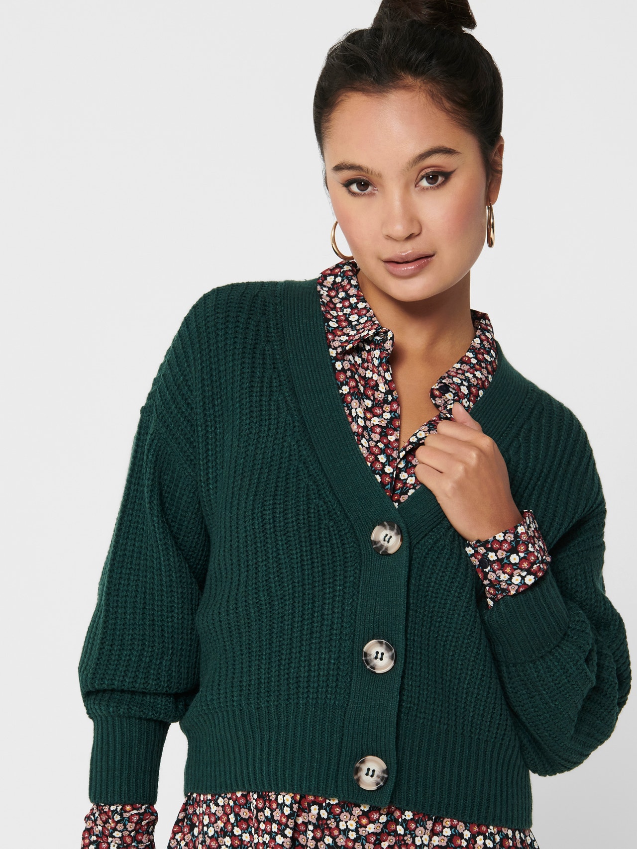 ONLY Short Knitted Cardigan -Ponderosa Pine - 15200418