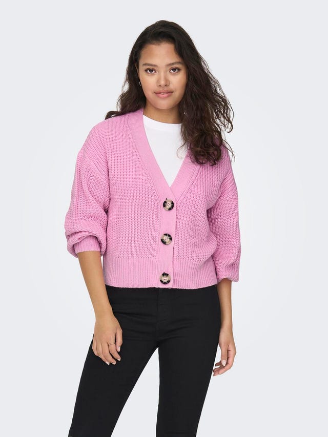 ONLY V-Neck Ribbed cuffs Dropped shoulders Knit Cardigan - 15200418