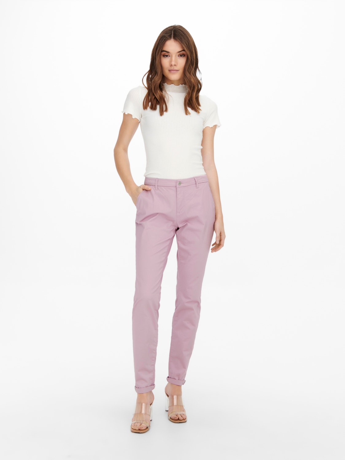 ONLY Slim Fit Trousers -Dawn Pink - 15200641