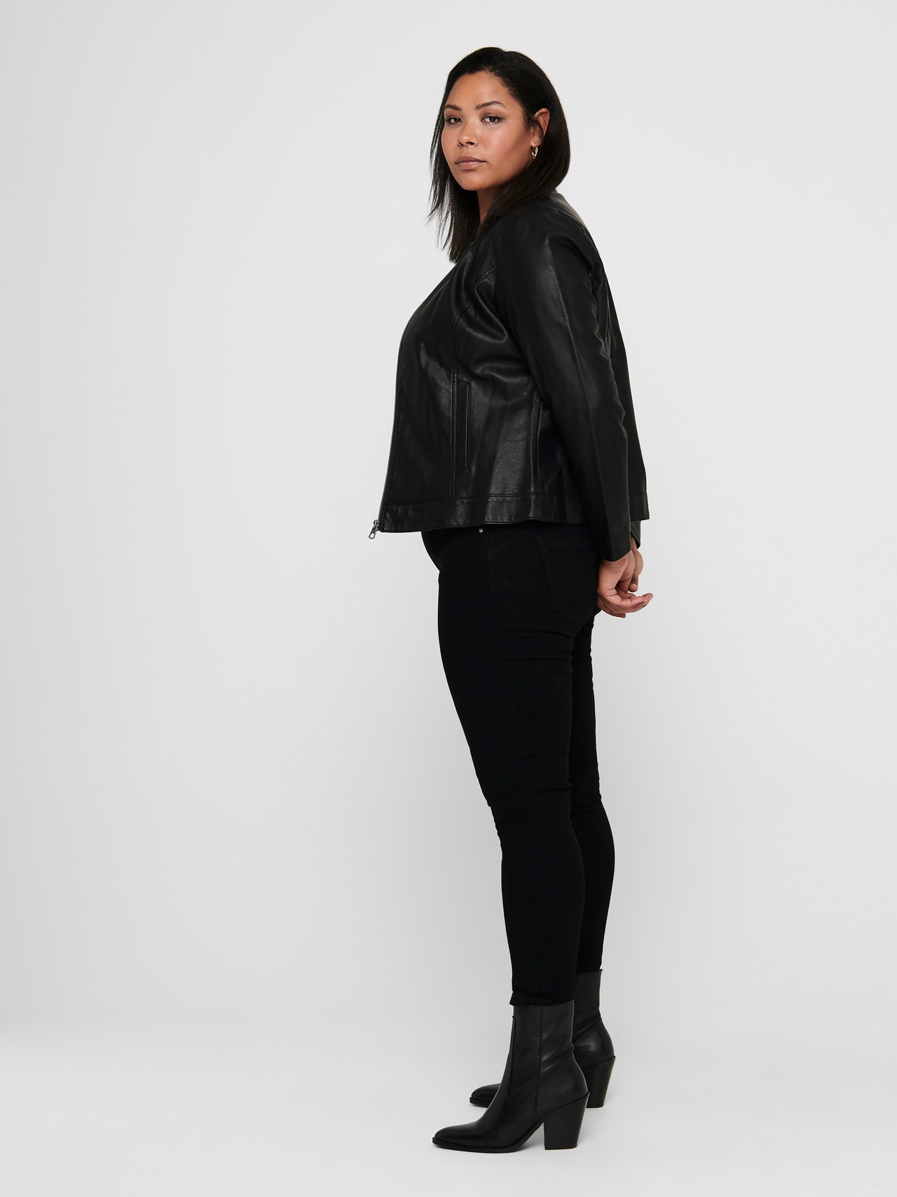 | Black Leather Jacket | ONLY® Faux Curvy