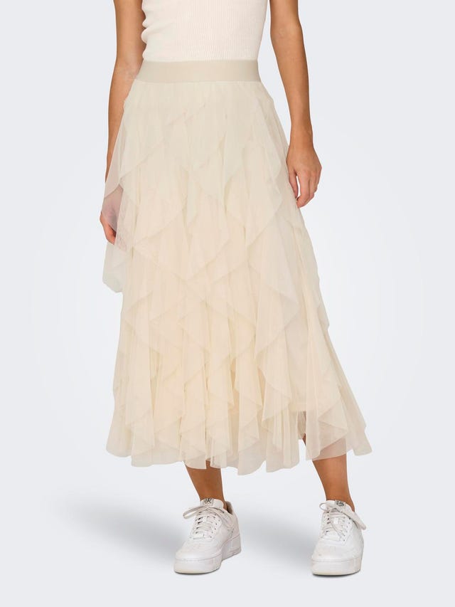 ONLY Midi nederdel med flæse - 15201888